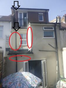 Cracking to rear of property